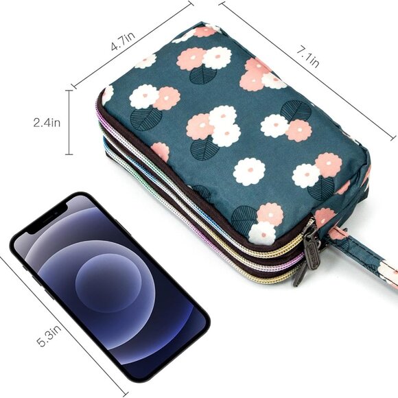 Large Capacity Wristlet Wallet - Women Printed Nylon Waterproof Handbag Clutch P - Picture 4 of 6